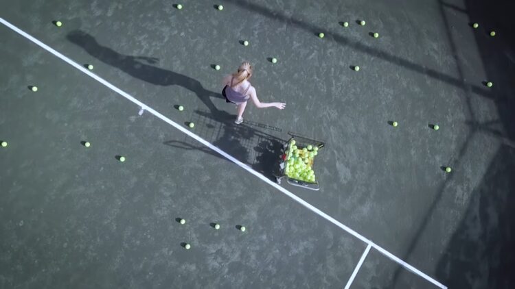 Ramassage de balles de tennis