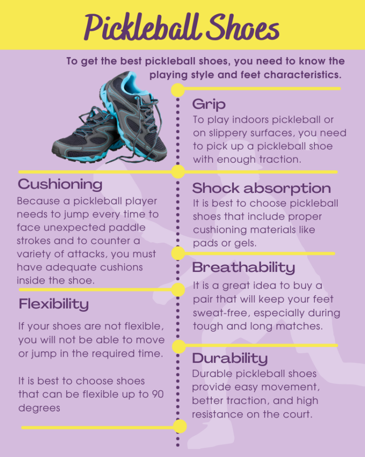 Pickleball Shoes satın alma rehberi infografik