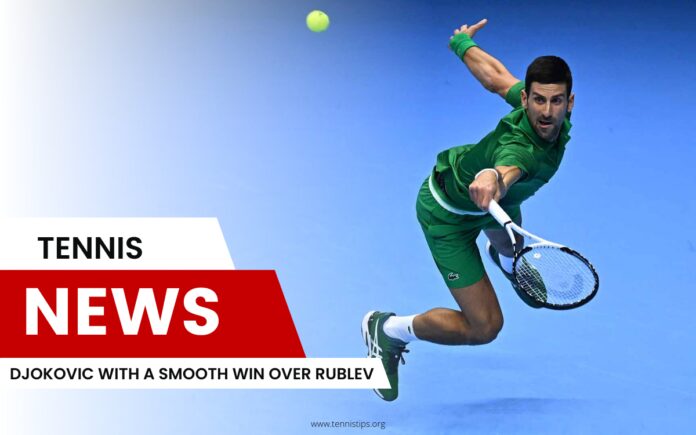 Djokovic met een vlotte overwinning op Rublev