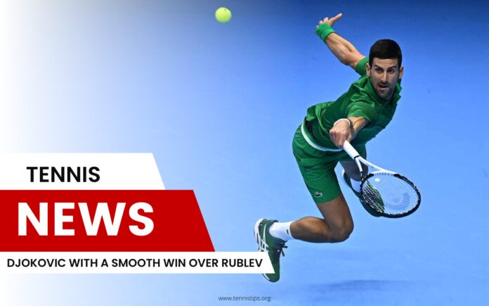 Djokovic met een vlotte overwinning op Rublev Djokovic met een vlotte overwinning op Rublev