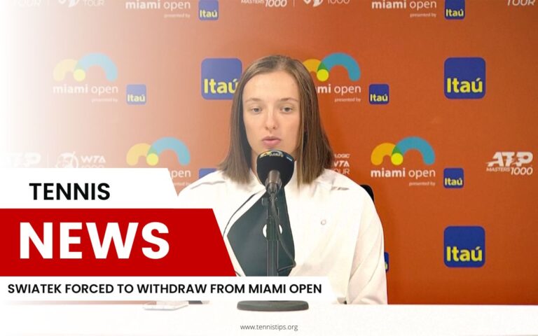 Swiatek Forced to Withdraw From Miami Open