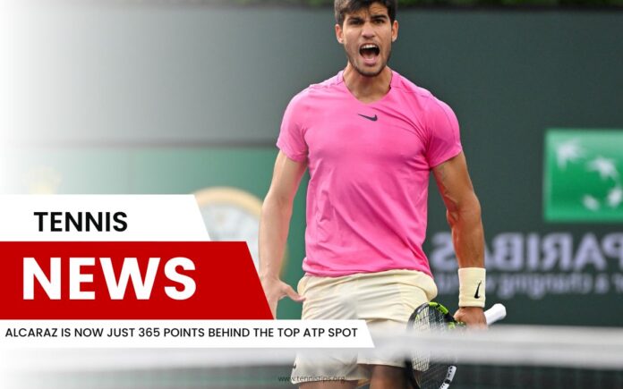 Alcaraz está agora apenas 365 pontos atrás do Top ATP Alcaraz está agora apenas 365 pontos atrás do Top ATP