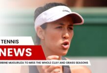 Garbine Muguruza mist de hele klei- en grasseizoenen