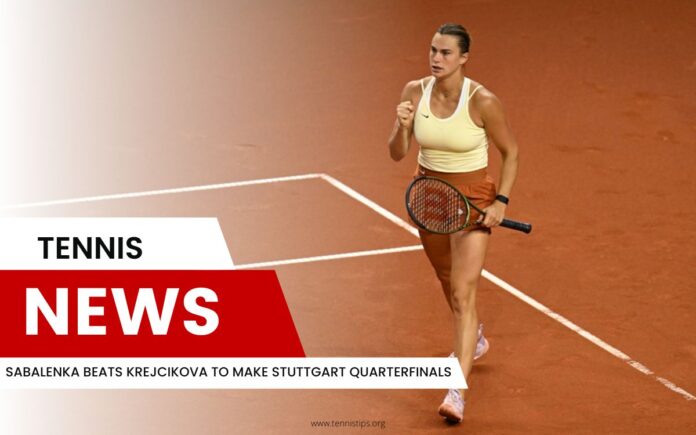 Sabalenka Beats Krejcikova to Make Stuttgart Quarterfinals
